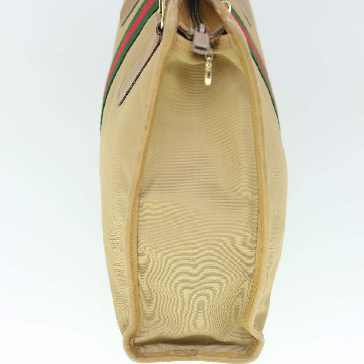 GUCCI Web Sherry Line Hand Bag Canvas Beige Red Green ki3854