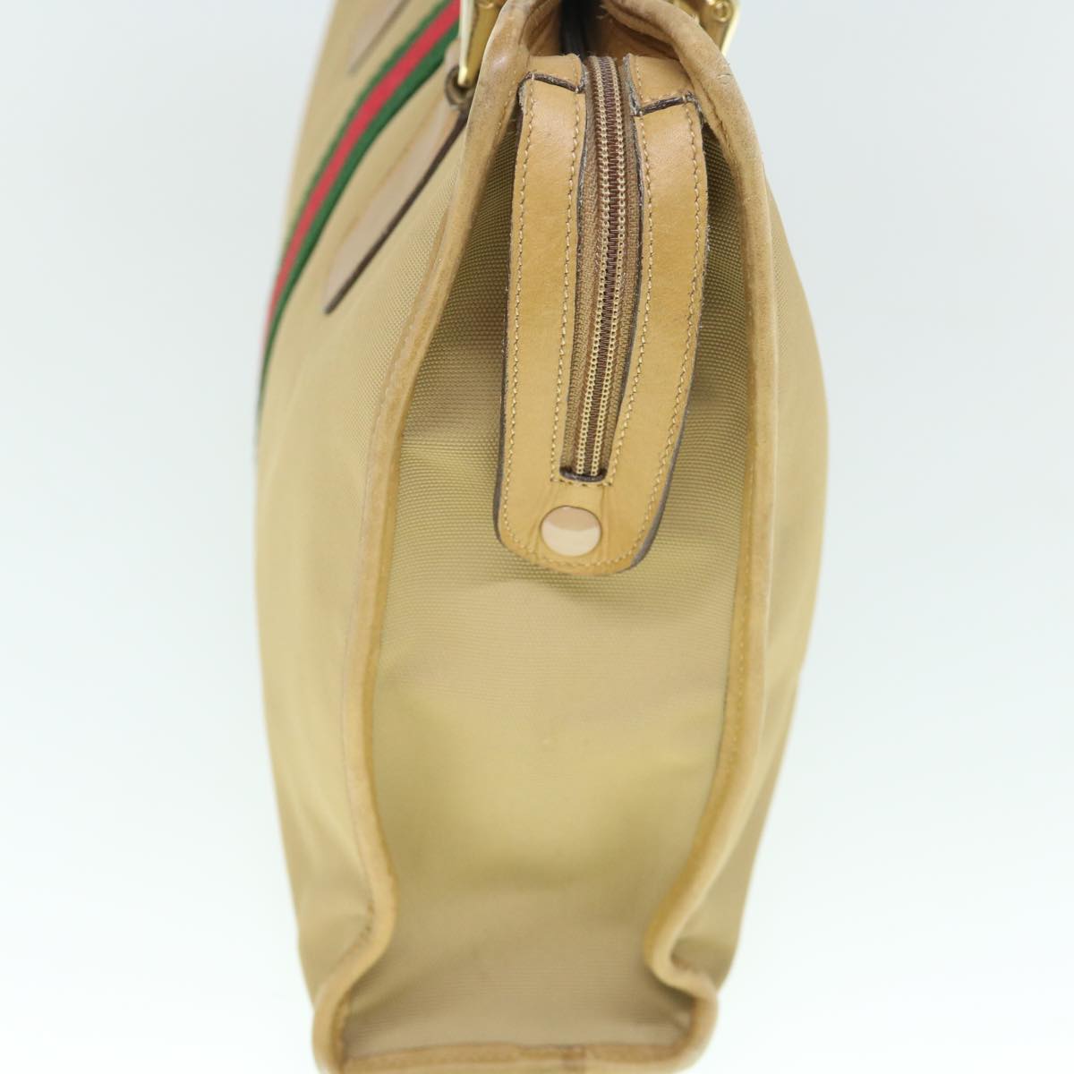 GUCCI Web Sherry Line Hand Bag Canvas Beige Red Green ki3854