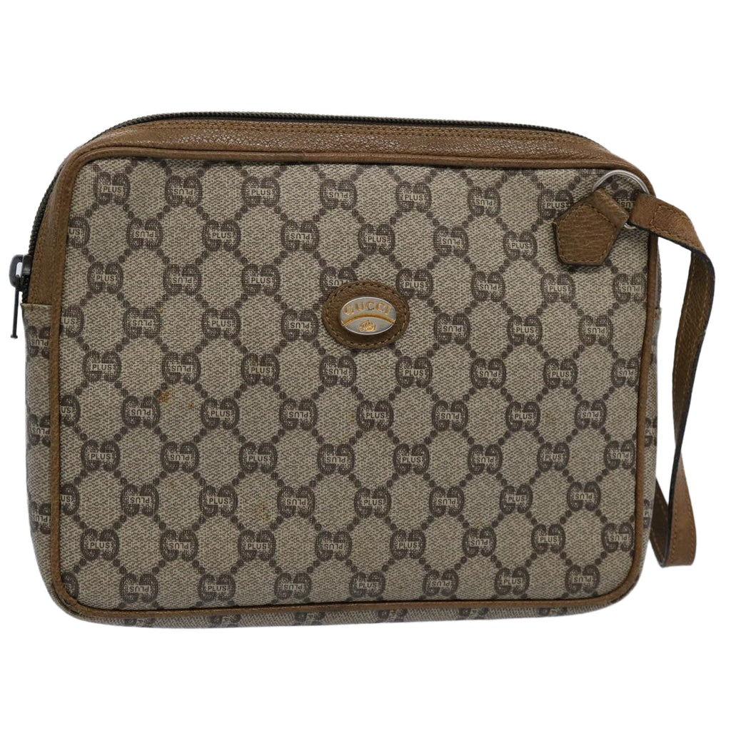 GUCCI GG Plus Supreme Clutch Bag PVC Leather Beige ki3866