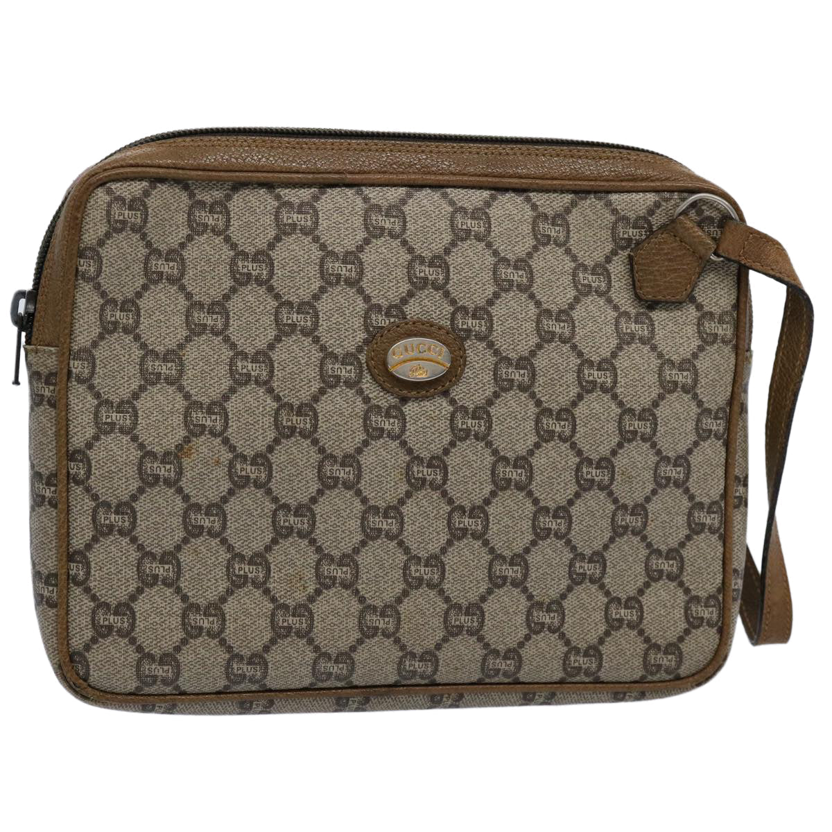 GUCCI GG Plus Supreme Clutch Bag PVC Leather Beige ki3866