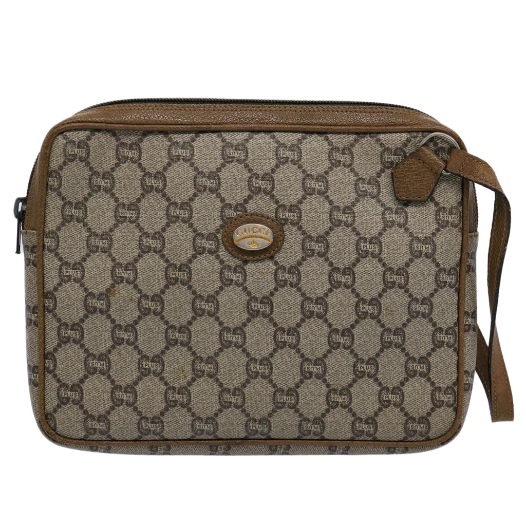GUCCI GG Plus Supreme Clutch Bag PVC Leather Beige ki3866