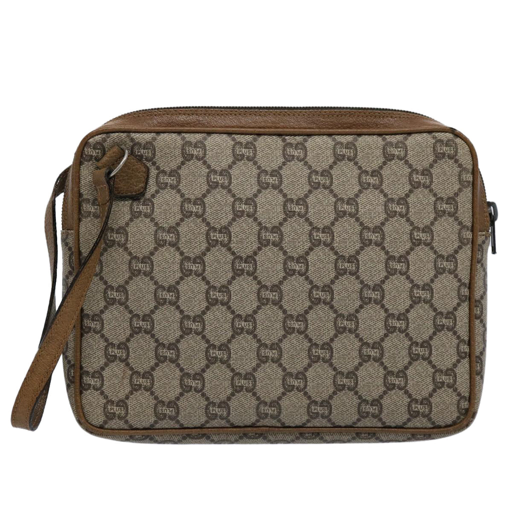GUCCI GG Plus Supreme Clutch Bag PVC Leather Beige ki3866
