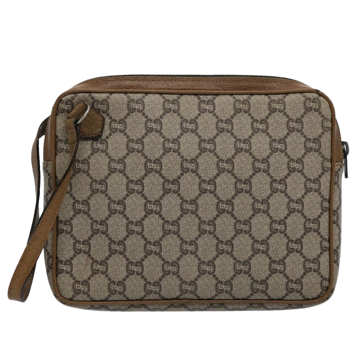 GUCCI GG Plus Supreme Clutch Bag PVC Leather Beige ki3866