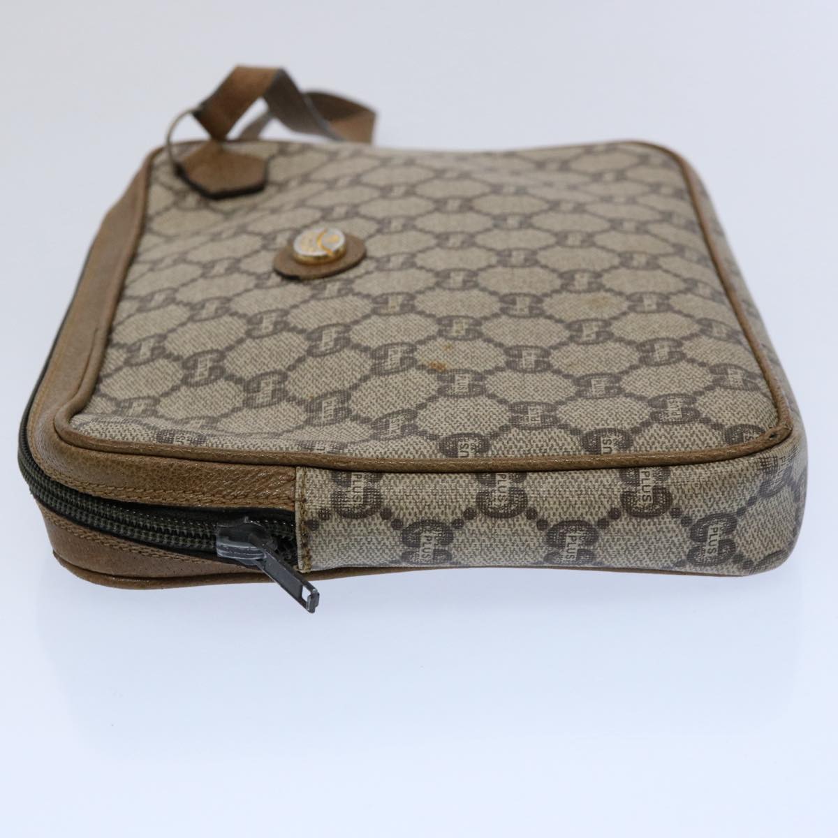 GUCCI GG Plus Supreme Clutch Bag PVC Leather Beige ki3866