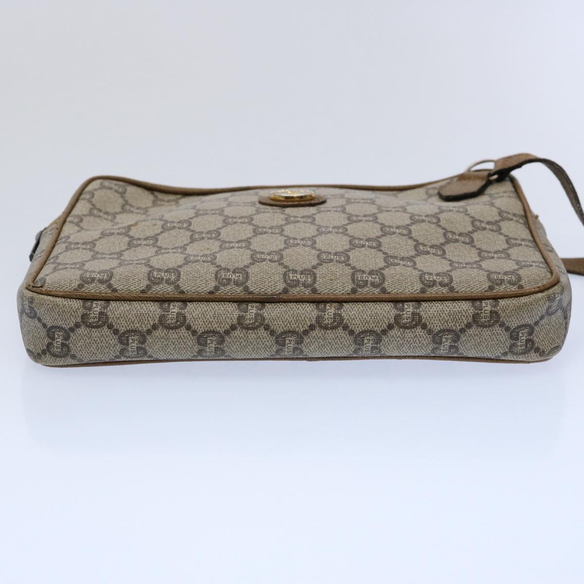 GUCCI GG Plus Supreme Clutch Bag PVC Leather Beige ki3866