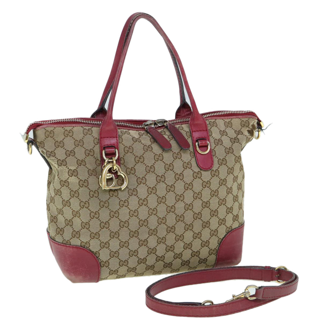 GUCCI GG Canvas Hand Bag 2way Beige Red 269957 ki3868