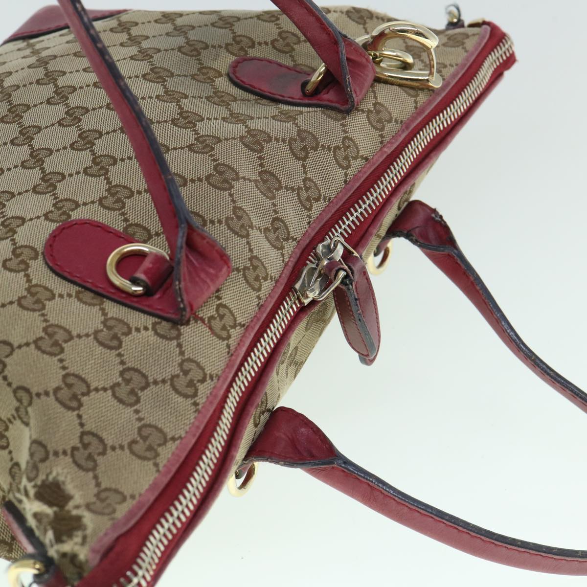 GUCCI GG Canvas Hand Bag 2way Beige Red 269957 ki3868