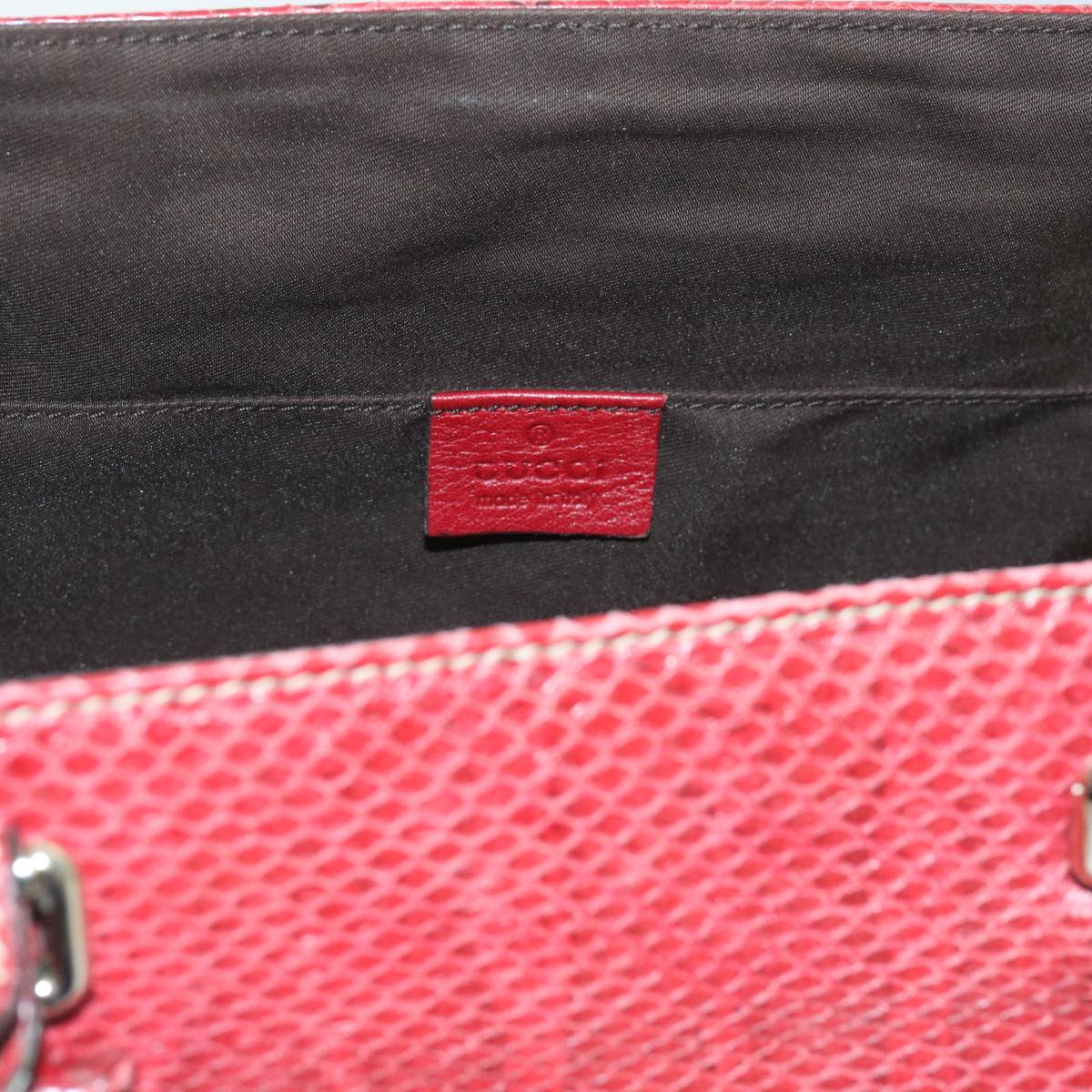 GUCCI GG Canvas Hand Bag Snake leather Beige Red ki3896