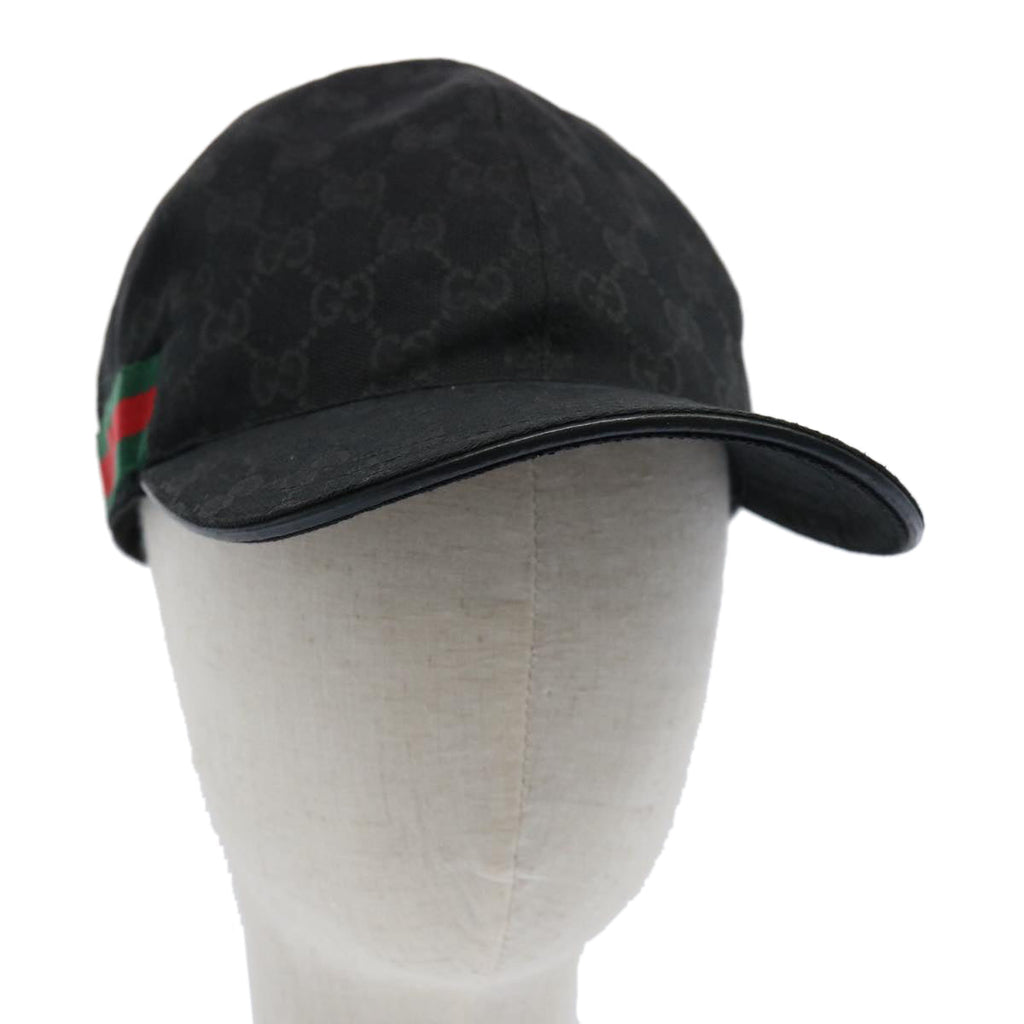 GUCCI GG Canvas Web Sherry Line Cap L Black Red Green 200035 ki3899