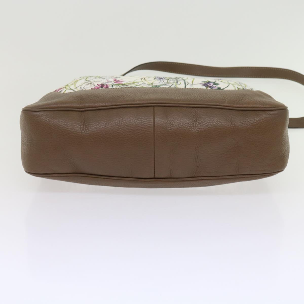 GUCCI Bamboo Flora Shoulder Bag Canvas 2way White Brown 282315 ki3900