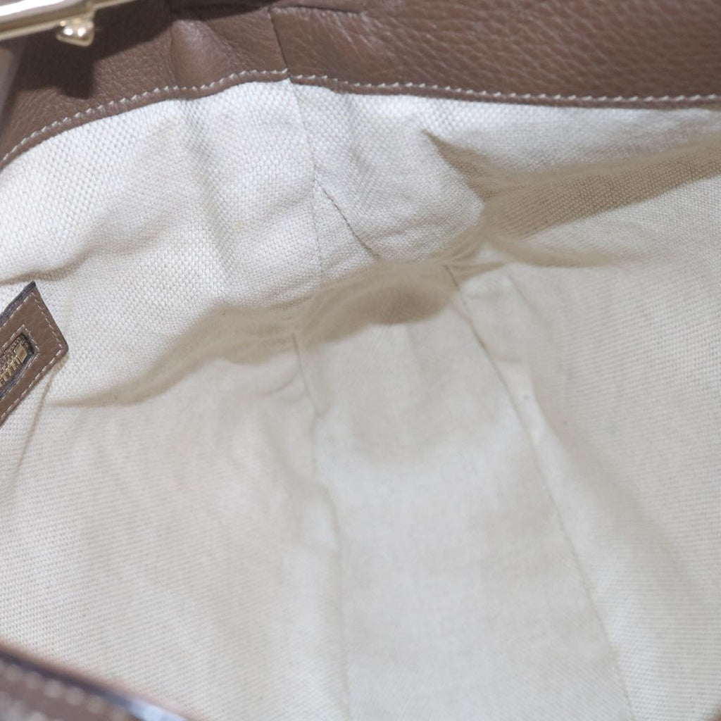 GUCCI Bamboo Flora Shoulder Bag Canvas 2way White Brown 282315 ki3900