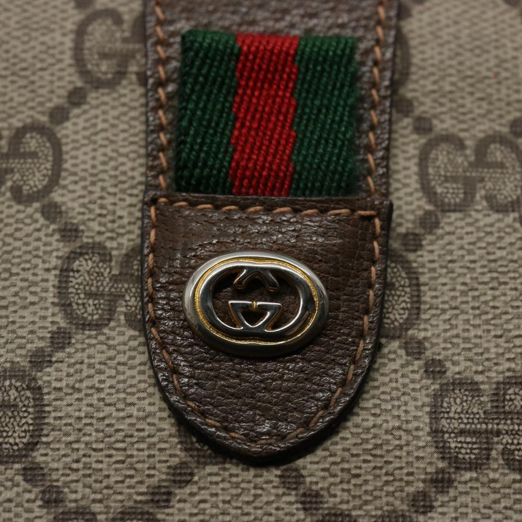 GUCCI GG Supreme Web Sherry Line Clutch Bag Beige Red 156 01 031 ki3943
