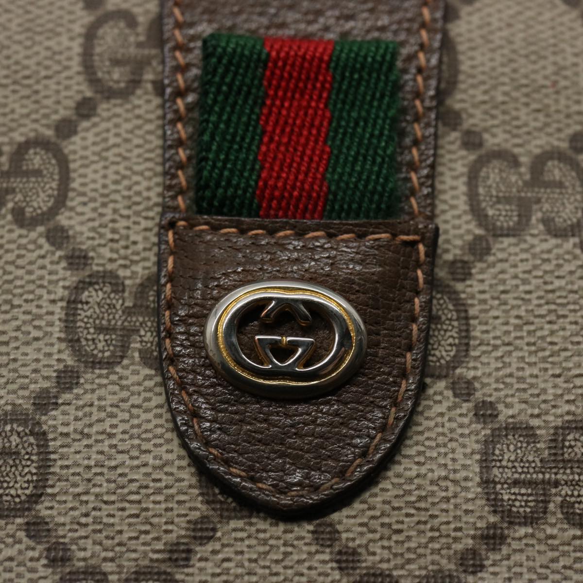 GUCCI GG Supreme Web Sherry Line Clutch Bag Beige Red 156 01 031 ki3943