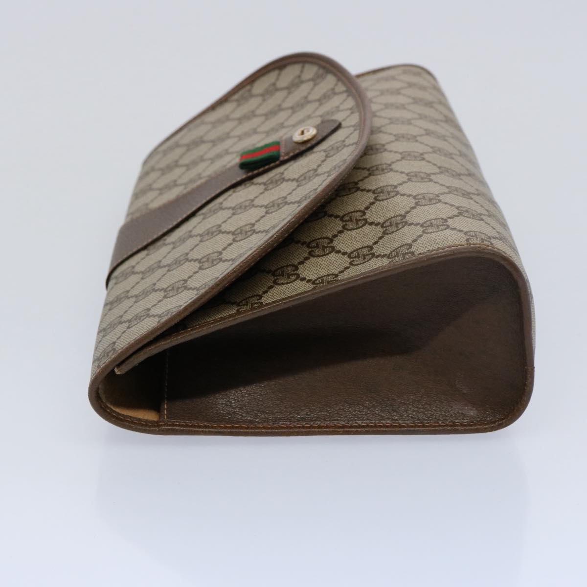 GUCCI GG Supreme Web Sherry Line Clutch Bag Beige Red 156 01 031 ki3943