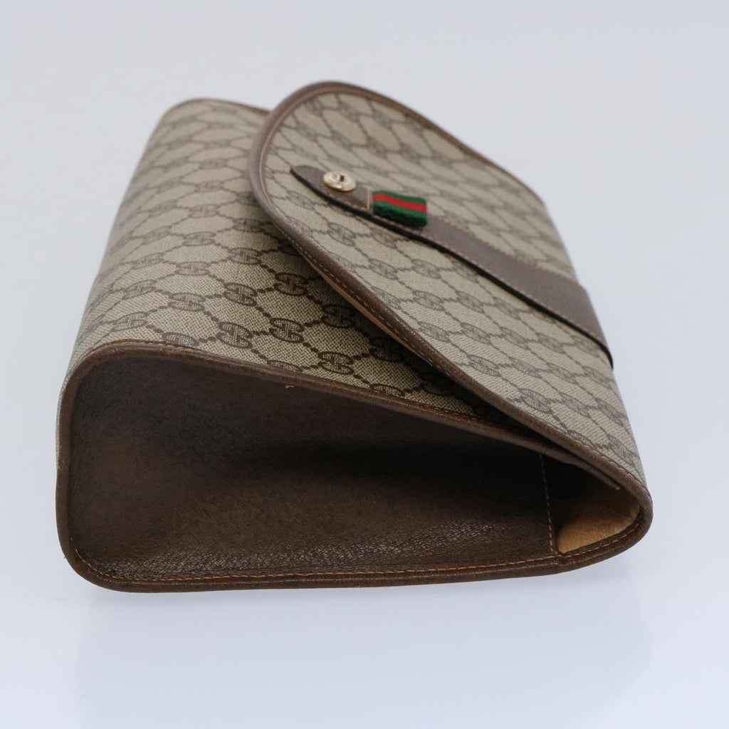 GUCCI GG Supreme Web Sherry Line Clutch Bag Beige Red 156 01 031 ki3943