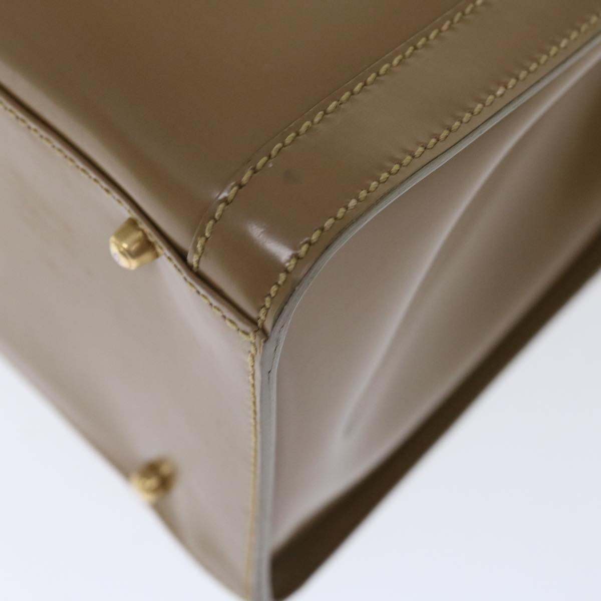 GUCCI Bamboo Diamante Diana Hand Bag Patent leather Beige ki4343