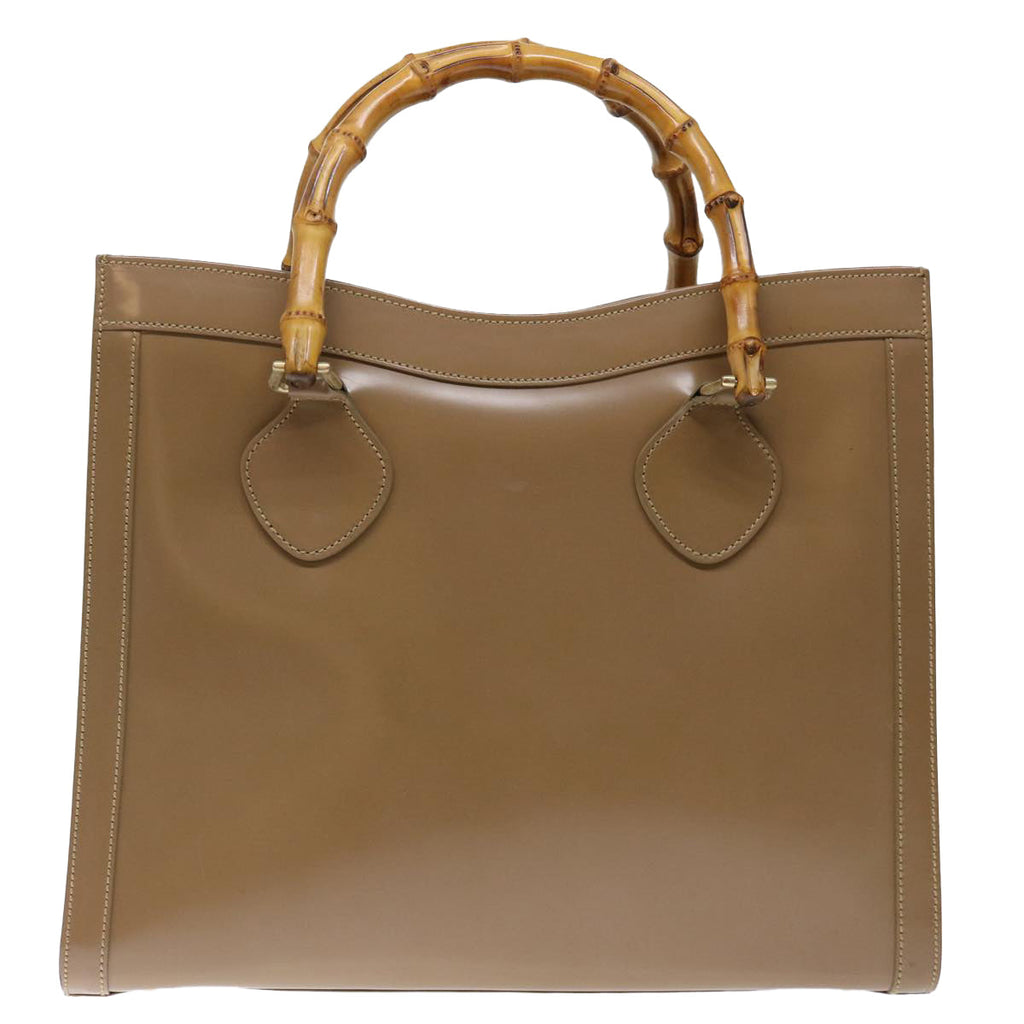 GUCCI Bamboo Diamante Diana Hand Bag Patent leather Beige ki4343