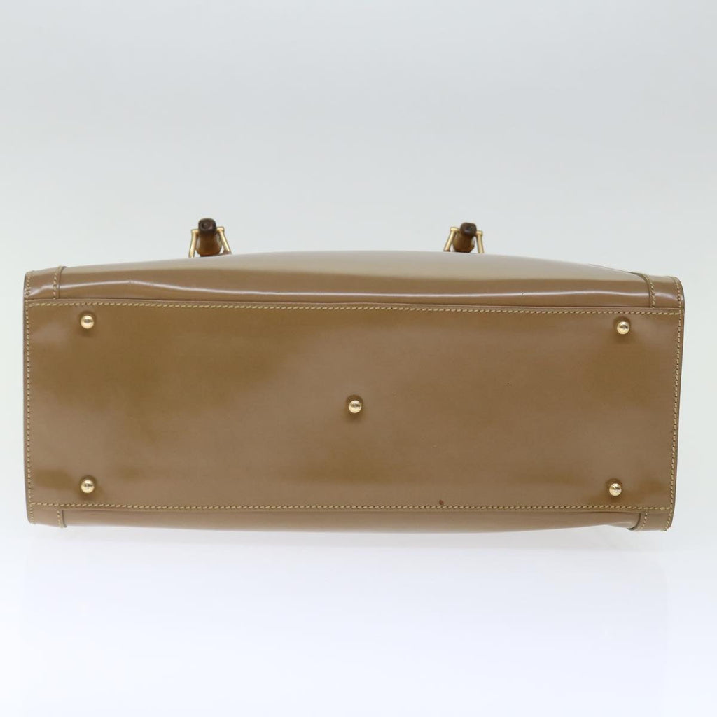 GUCCI Bamboo Diamante Diana Hand Bag Patent leather Beige ki4343