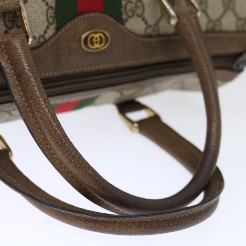 GUCCI GG Supreme Web Sherry Line Boston Bag PVC Beige Red 40 02 007 ki4347