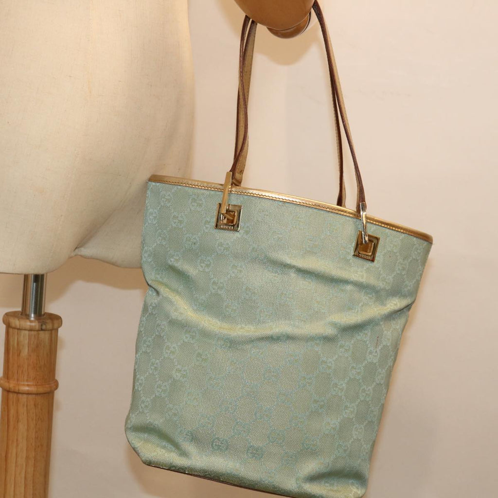 GUCCI GG Canvas Tote Bag Light Blue 002 1099 ki4373