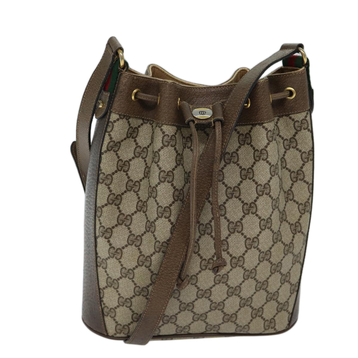 GUCCI GG Supreme Web Sherry Line Shoulder Bag Beige Red 41 02 034 ki4374