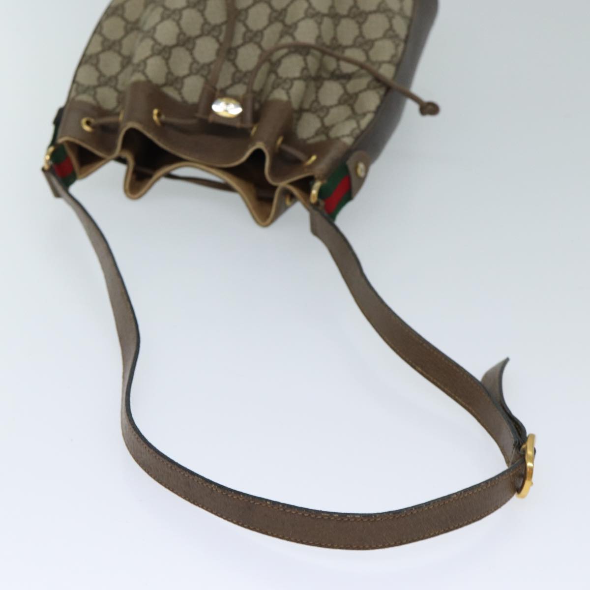 GUCCI GG Supreme Web Sherry Line Shoulder Bag Beige Red 41 02 034 ki4374