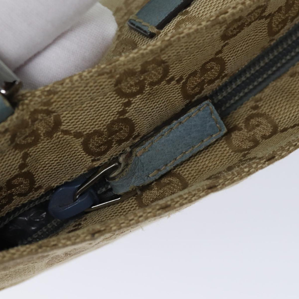 GUCCI GG Canvas Sherry Line Shoulder Bag Light Blue Brown 146309 ki4375