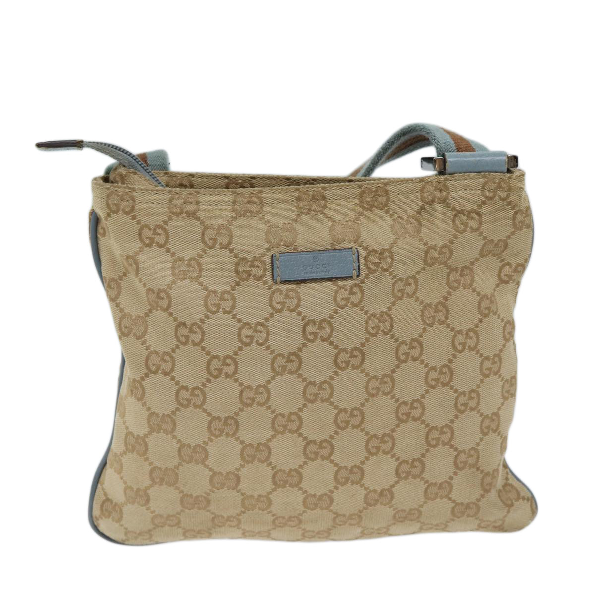 GUCCI GG Canvas Sherry Line Shoulder Bag Light Blue Brown 146309 ki4375