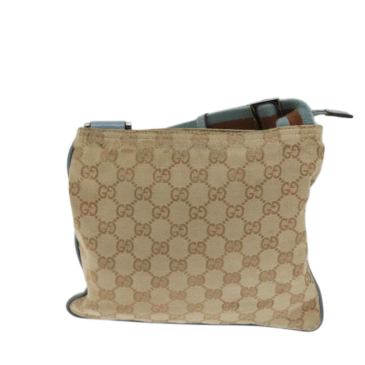 GUCCI GG Canvas Sherry Line Shoulder Bag Light Blue Brown 146309 ki4375