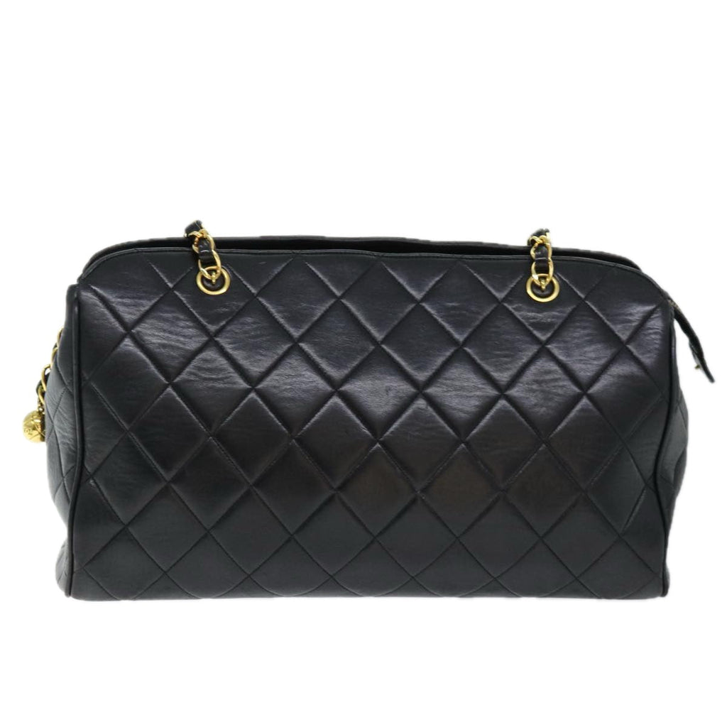 CHANEL Matelasse Chain Shoulder Bag Lamb Skin Black CC ki4411