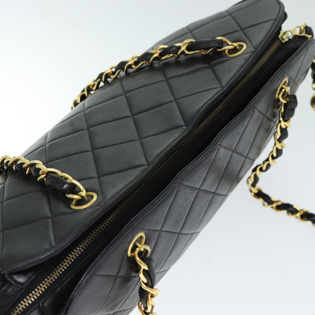 CHANEL Matelasse Chain Shoulder Bag Lamb Skin Black CC ki4411