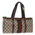 GUCCI GG Supreme Web Sherry Line Boston Bag PVC Beige Red Green ki4475