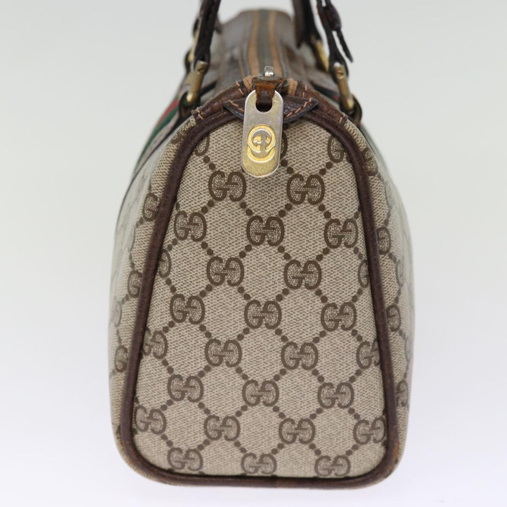GUCCI GG Supreme Web Sherry Line Boston Bag PVC Beige Red Green ki4475