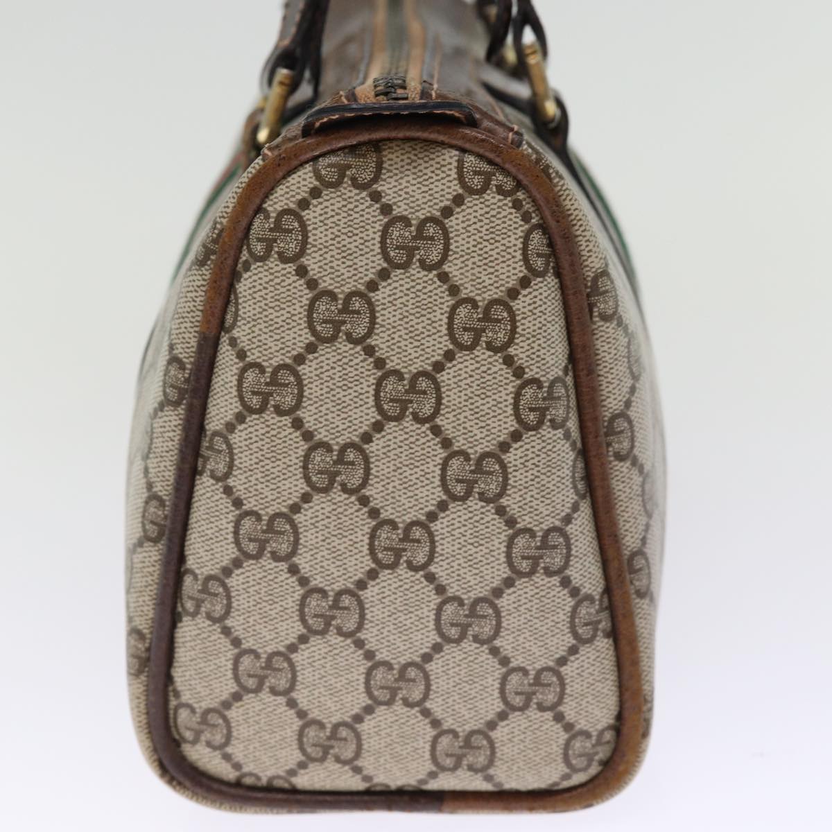 GUCCI GG Supreme Web Sherry Line Boston Bag PVC Beige Red Green ki4475