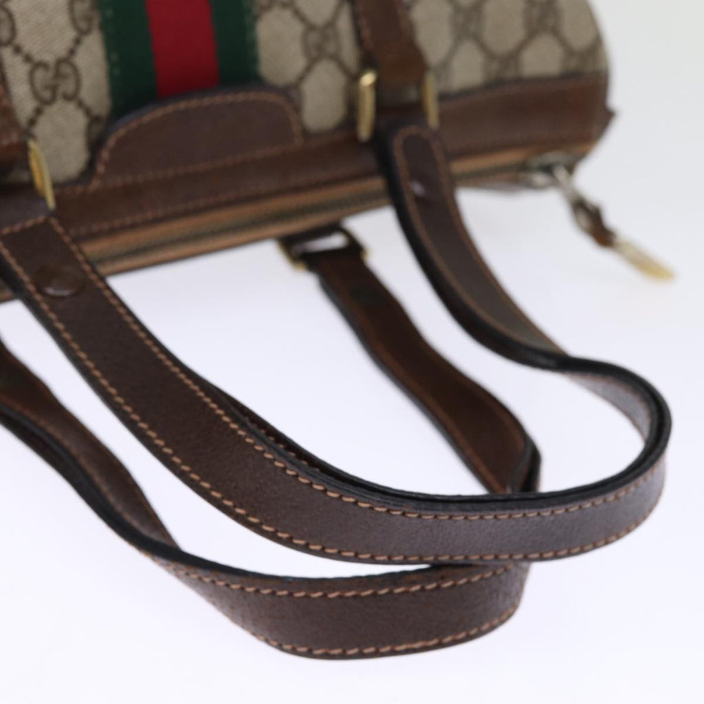 GUCCI GG Supreme Web Sherry Line Boston Bag PVC Beige Red Green ki4475