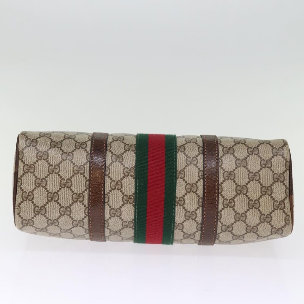 GUCCI GG Supreme Web Sherry Line Boston Bag PVC Beige Red Green ki4475