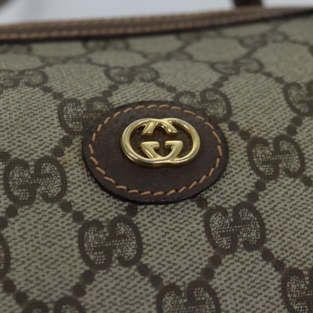 GUCCI GG Supreme Web Sherry Line Boston Bag PVC 2way Beige Red Green ki4476
