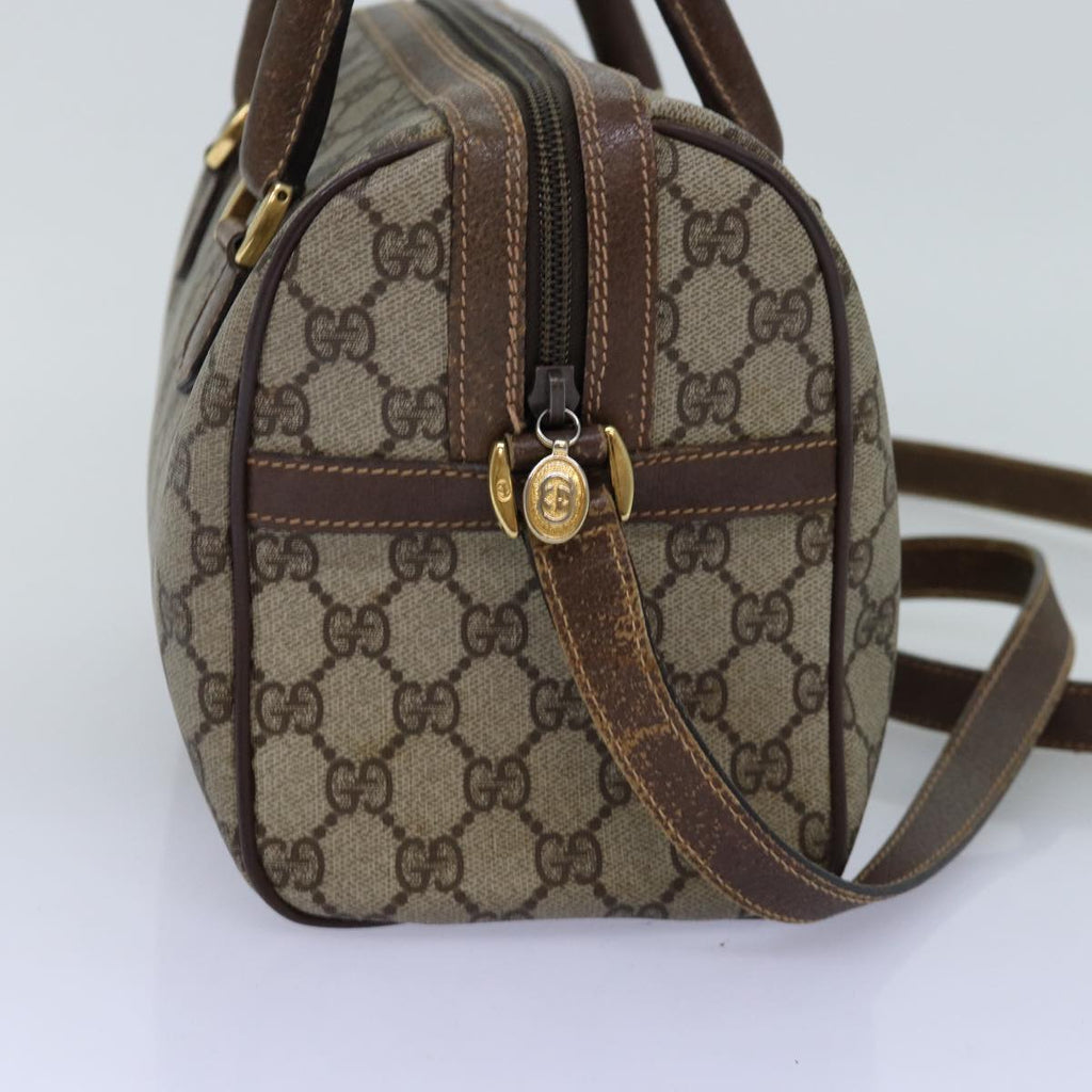 GUCCI GG Supreme Web Sherry Line Boston Bag PVC 2way Beige Red Green ki4476