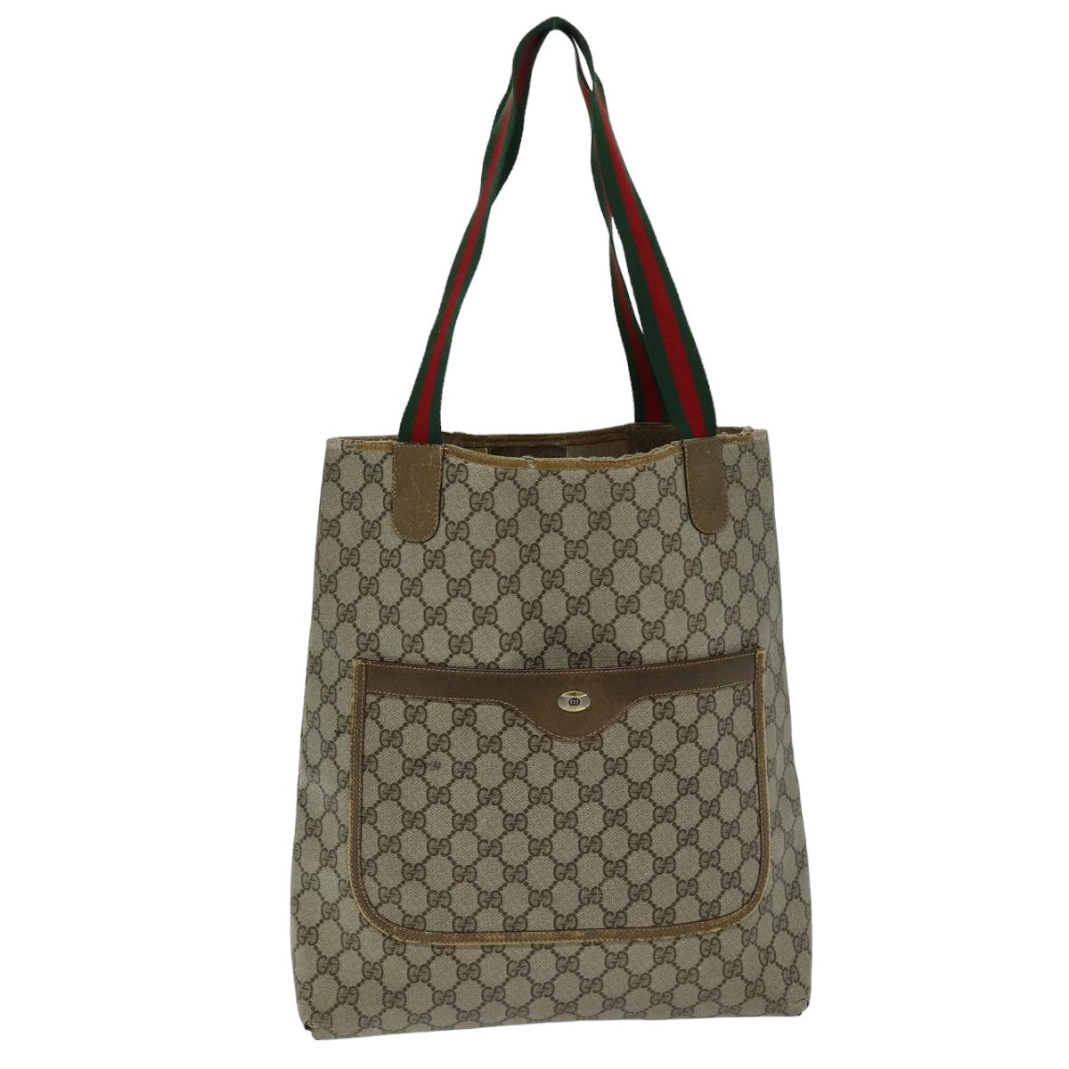 GUCCI GG Supreme Web Sherry Line Tote Bag PCVLeather Beige 39 02 003 ki4477
