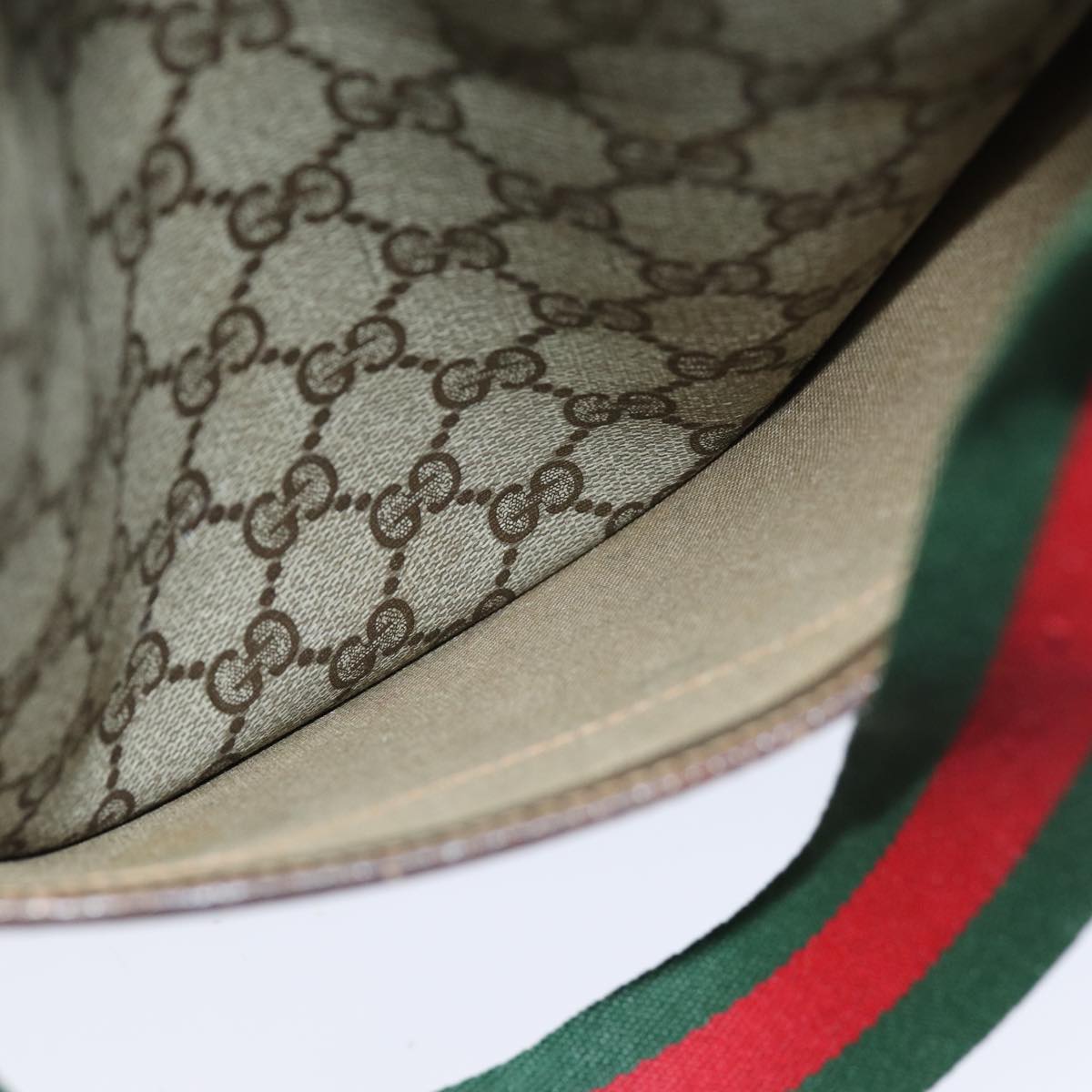 GUCCI GG Supreme Web Sherry Line Tote Bag PCVLeather Beige 39 02 003 ki4477