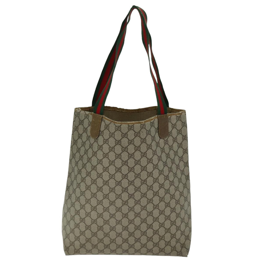 GUCCI GG Supreme Web Sherry Line Tote Bag PCVLeather Beige 39 02 003 ki4477