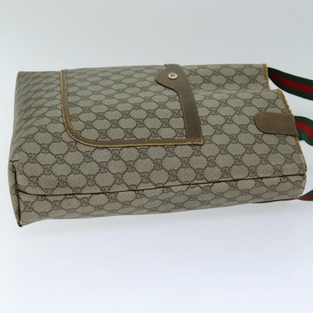 GUCCI GG Supreme Web Sherry Line Tote Bag PCVLeather Beige 39 02 003 ki4477