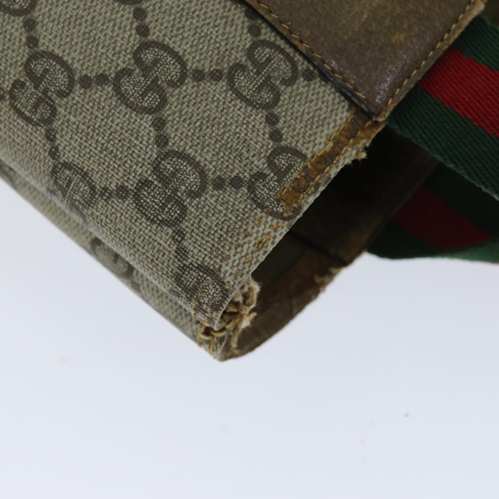 GUCCI GG Supreme Web Sherry Line Tote Bag PCVLeather Beige 39 02 003 ki4477