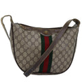 GUCCI GG Supreme Web Sherry Line Shoulder Bag PVC Leather Beige ki4490