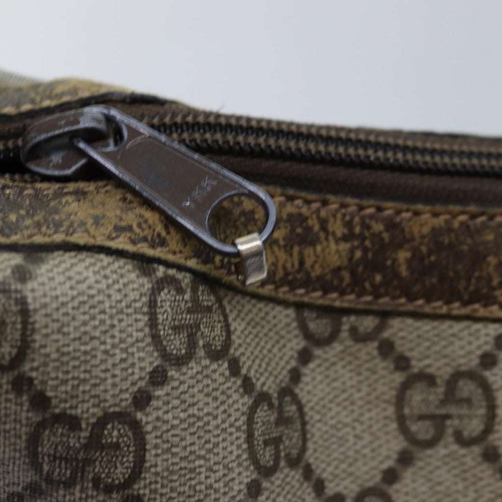 GUCCI GG Supreme Web Sherry Line Shoulder Bag PVC Leather Beige ki4490