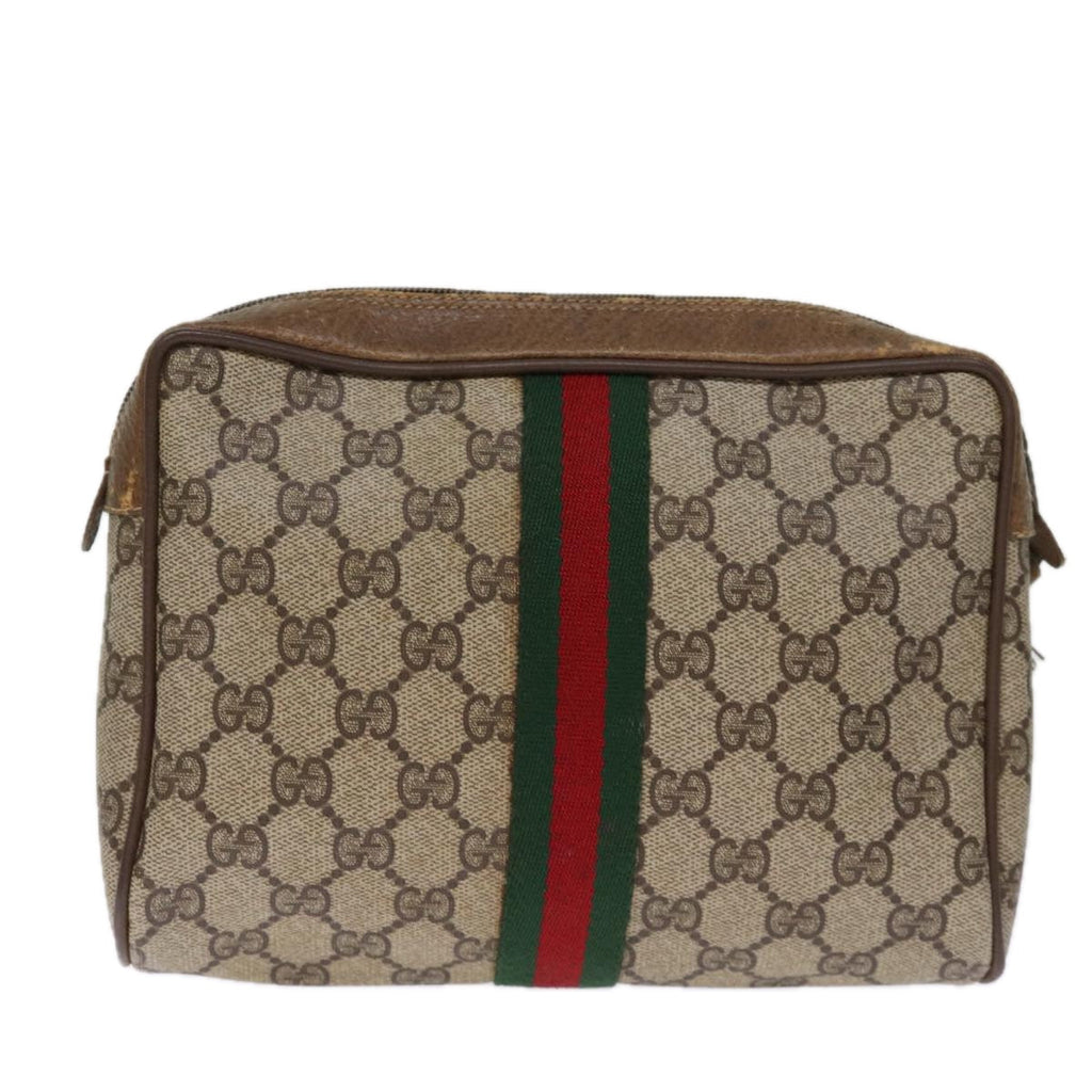 GUCCI GG Supreme Web Sherry Line Clutch Bag PVC Beige Red 89 01 012 ki4502