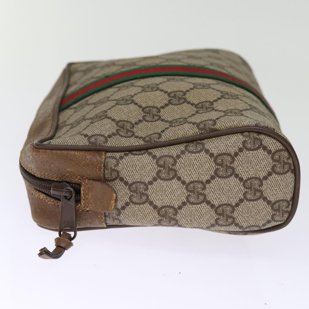 GUCCI GG Supreme Web Sherry Line Clutch Bag PVC Beige Red 89 01 012 ki4502