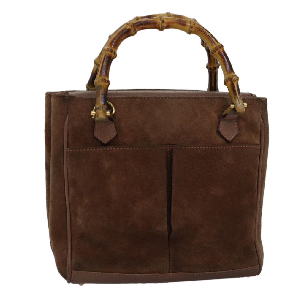GUCCI Bamboo Diamante Hand Bag Suede Brown 000 123 0316 ki4507