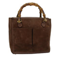 GUCCI Bamboo Diamante Hand Bag Suede Brown 000 123 0316 ki4507