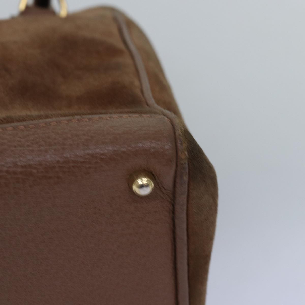 GUCCI Bamboo Diamante Hand Bag Suede Brown 000 123 0316 ki4507